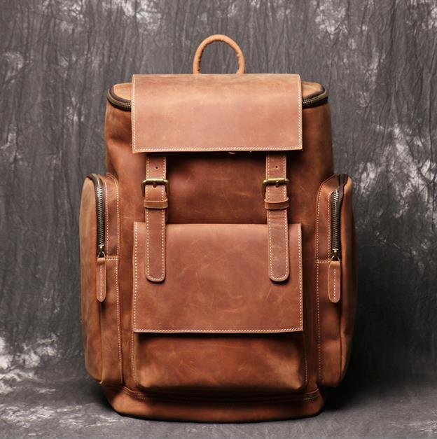 美品☆本革 リュックサック メンズ レザー バックパック レトロ リュック アウトドア 14インチPC対応 通勤通学 カジュアル兼用 ディバッグ拍卖