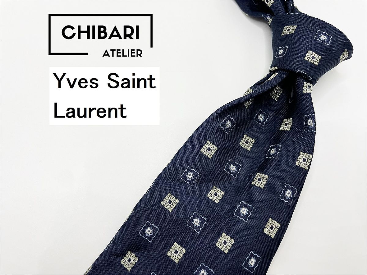 【超美品】YvesSaintLaurent サンローラン ドット柄 ネクタイ 3本以上 送料無料 メンズ ネイビー 0701099拍卖