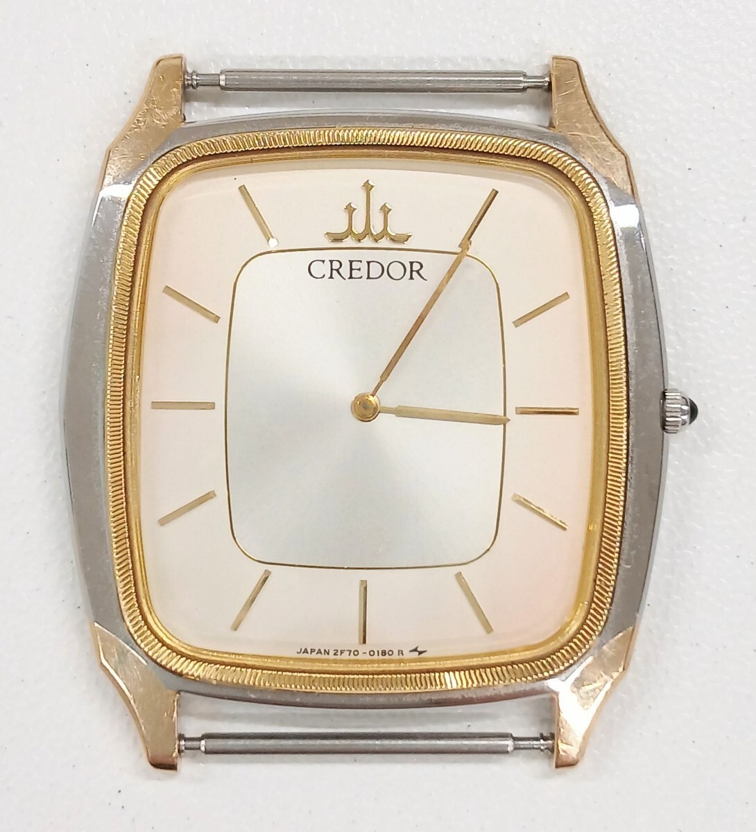 1円スタート 稼働 SEIKO セイコー CREDOR 2F70-5150 QZ 14KT/SS スクエア フェイスのみ メンズ腕時計 2026年7月電池交換済 現状品【ABC18】拍卖