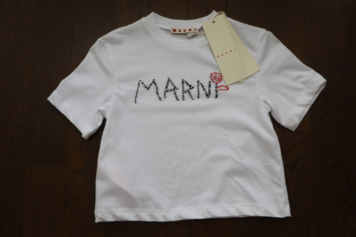 ☆MARNI/マルニ☆未使用 Kids & Junior 子供服 M01444-M00V4 ロゴ刺繍 半袖Tシャツ サイズ:6 Y 110 cm~120 cm 女の子用拍卖