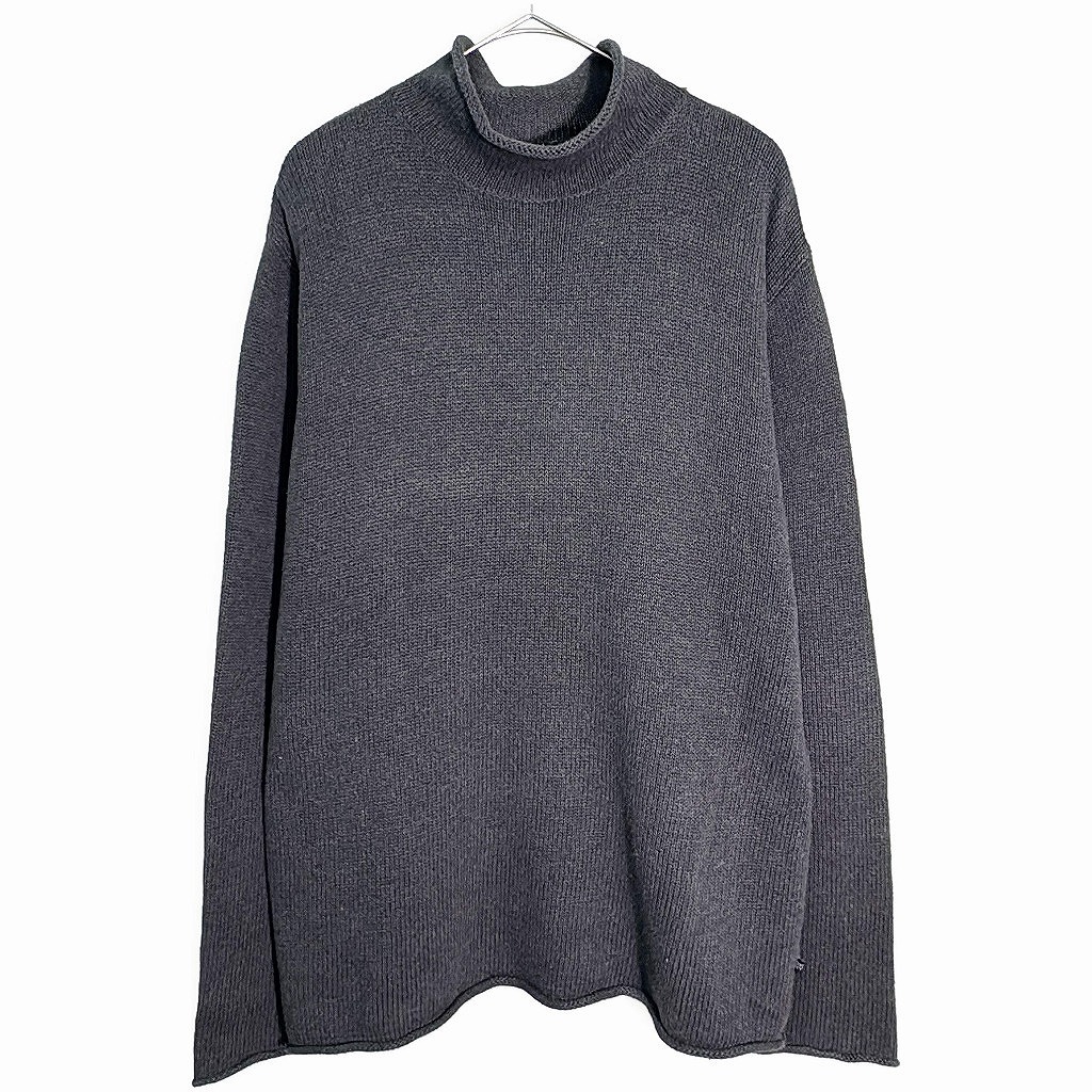 90年代 DKNY ダナキャランニューヨーク ロールネック コットンニットセーター 無地 ブラック(メンズ L)中古 古着 X7394拍卖