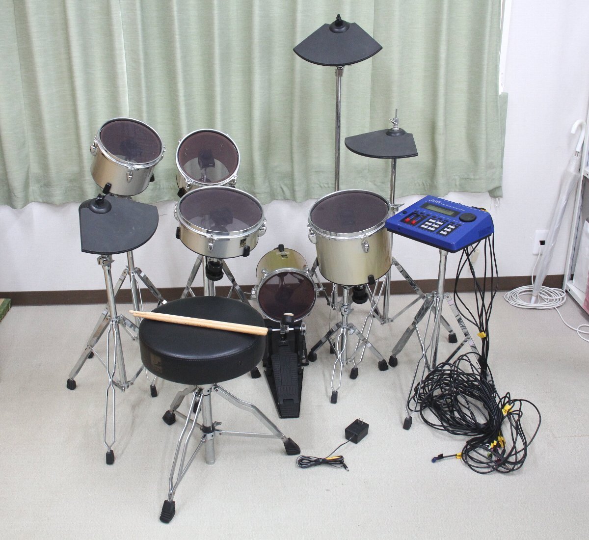lp62■JUG◆電子ドラムセット◆JU-Dtr5◆動作未確認◆一部難あり◆現状品◆スネア・タム3個・ハイハット・クラッシュ・ライド・バスドラム拍卖