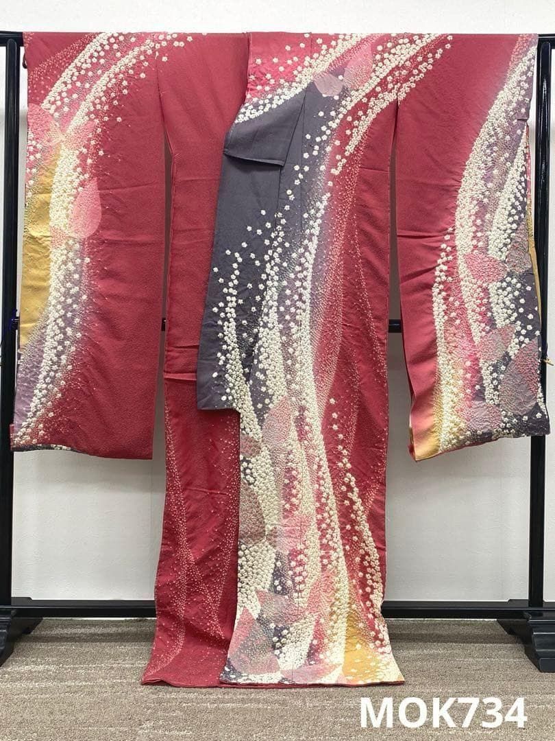振袖 仮絵羽 滝泰 ふりおぼろ 相良刺繍 正絹 未仕立て品 MOK734拍卖
