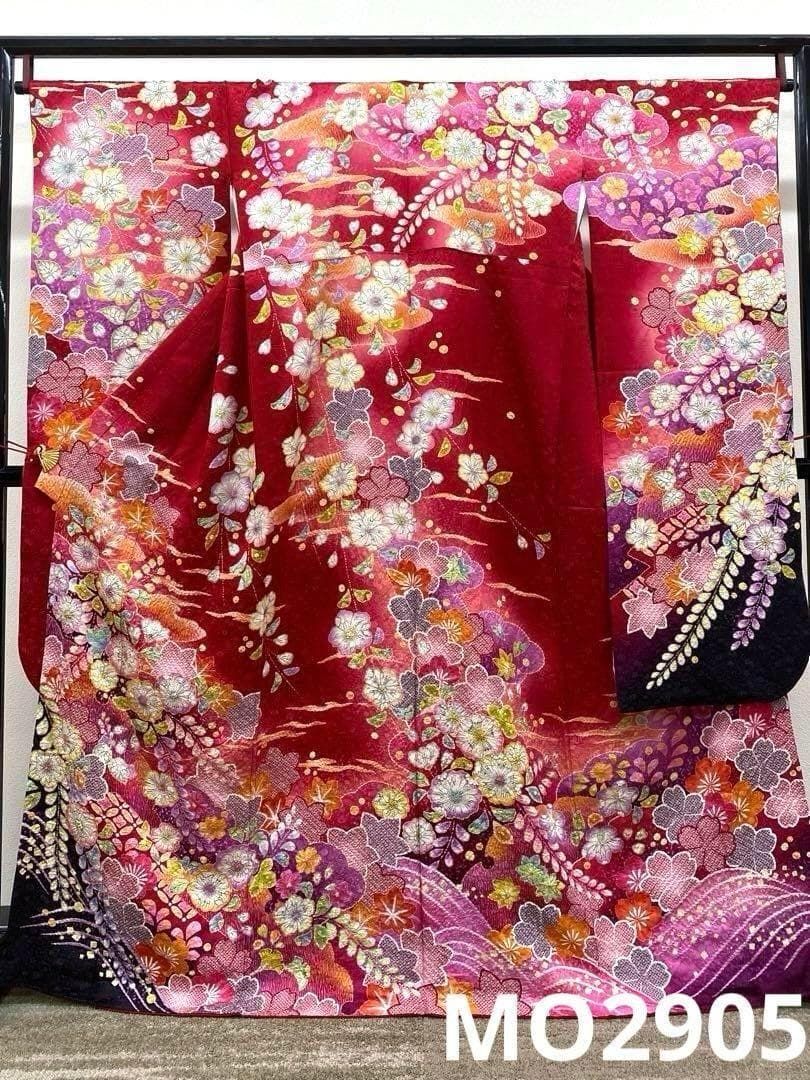 振袖 豪華 銀通し 紋意匠 辻が花 絞り身丈158cm 撥水加工済 MO2905拍卖