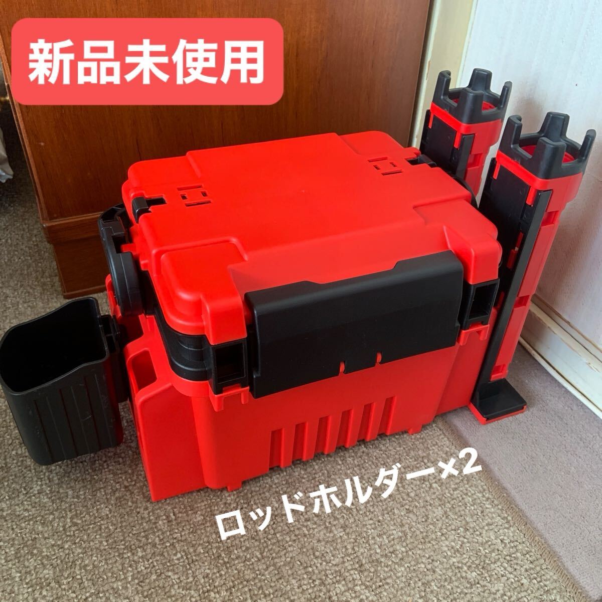 赤【ロッドホルダー付属】 タックルボックス フィッシング 釣り 魚 箱拍卖