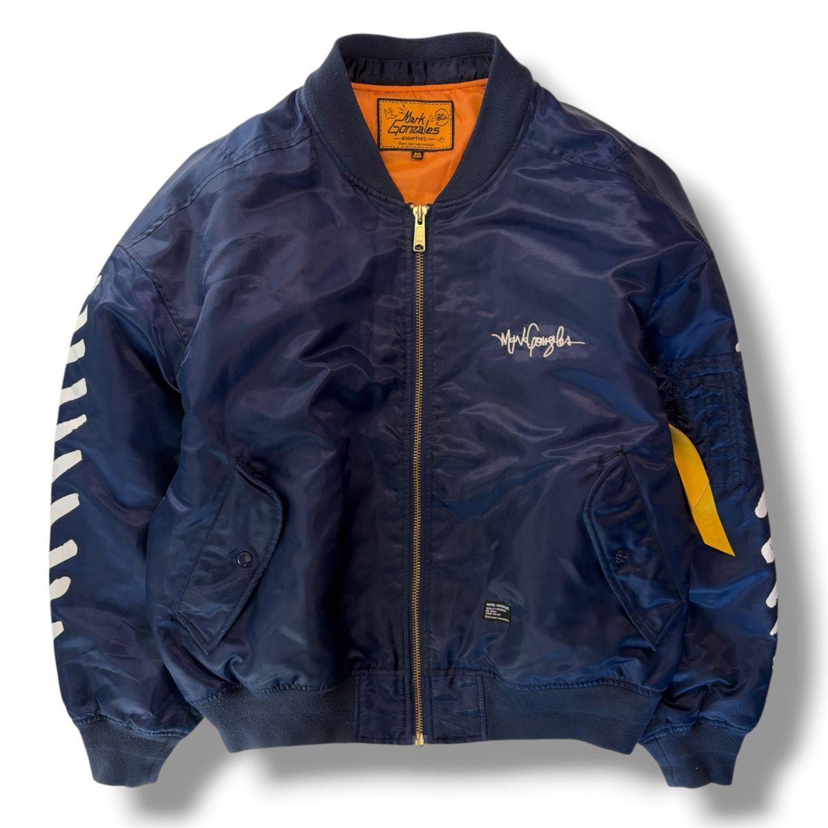 Mark Gonzales マークゴンザレス MA-1 フライトジャケット ネイビー Mサイズ ビッグシルエット ボンバージャケット スケートボード 古着拍卖