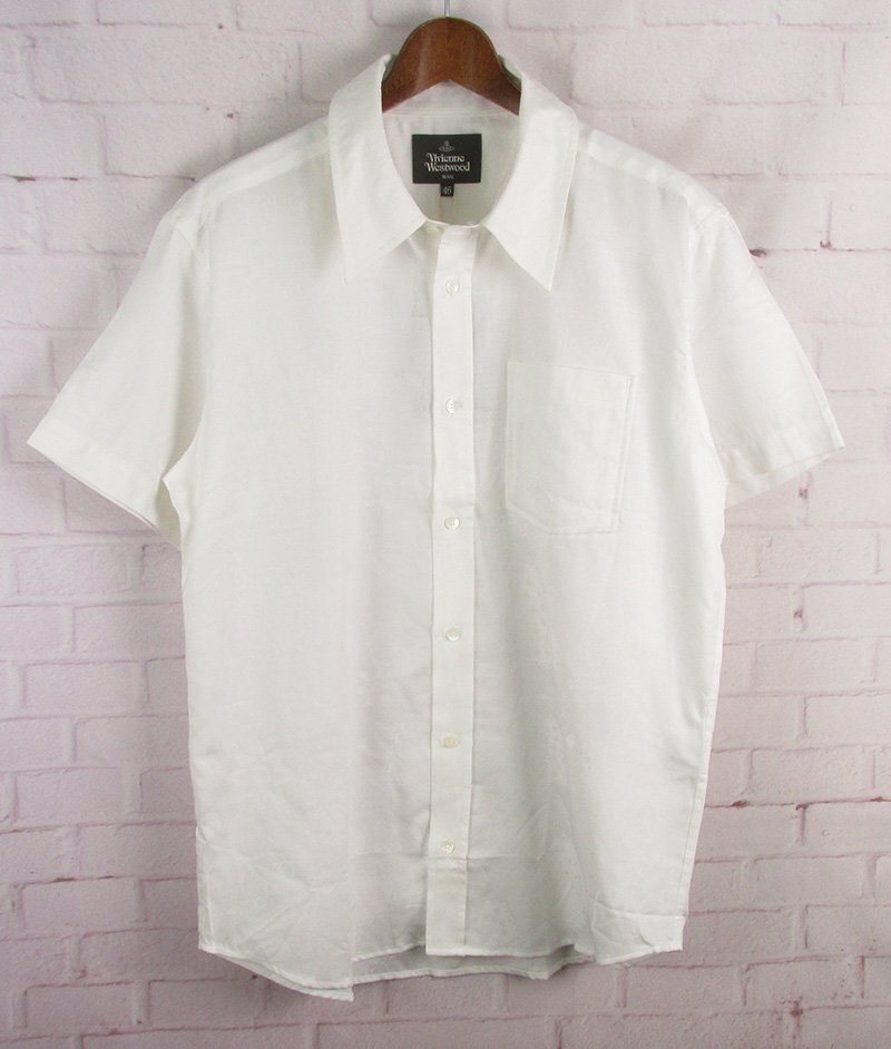 SH5113 Vivienne Westwood MAN ヴィヴィアンウエストウッド マン 149025 ジャカード 半袖 シャツ HEART AND FLOWERS ホワイト 46 未使用拍卖