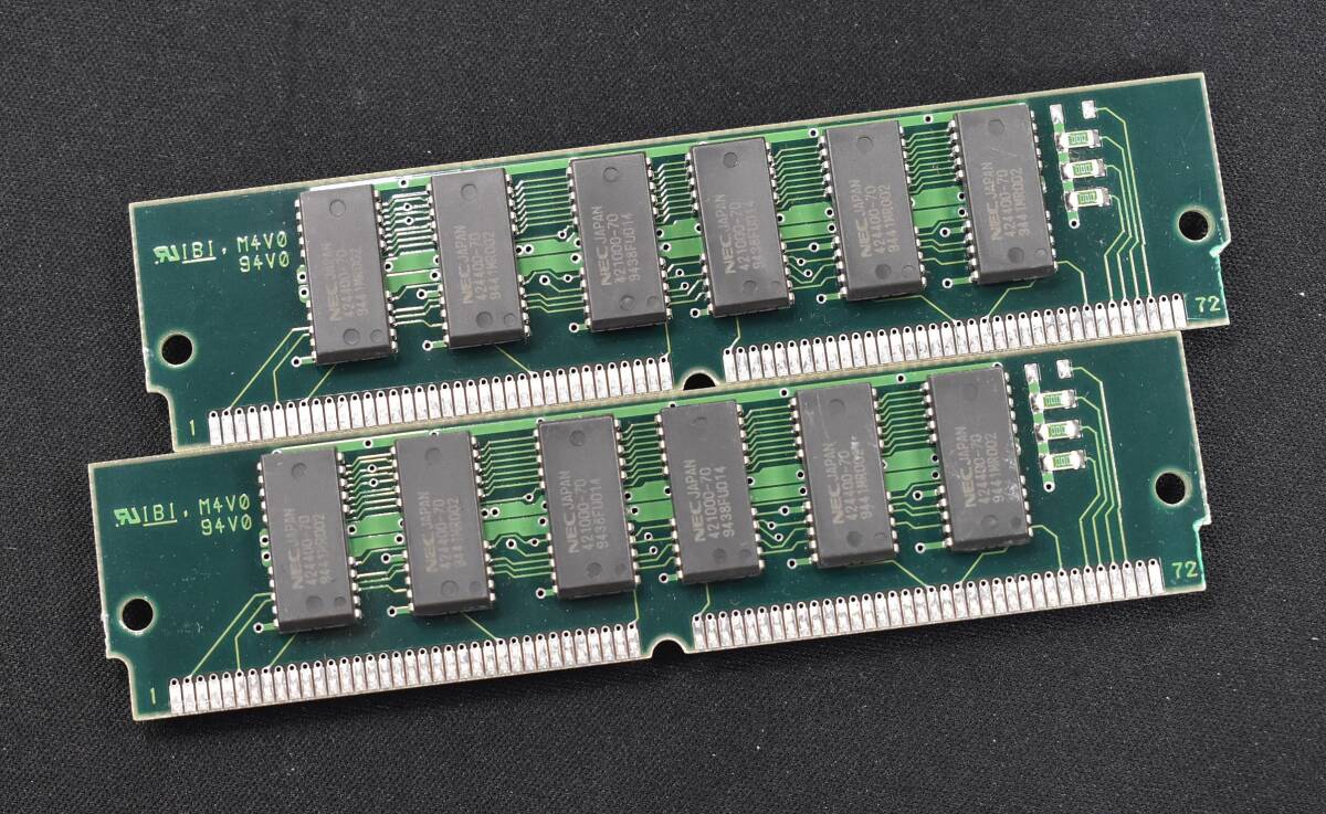 4MB FPM SIMM 2枚 non Parity (合計 8MB) SIMモジュール NEC MC-4200A36BE-70 (72ピン・パリティ無 FPM 72pin 70ns) (管:SA7265拍卖