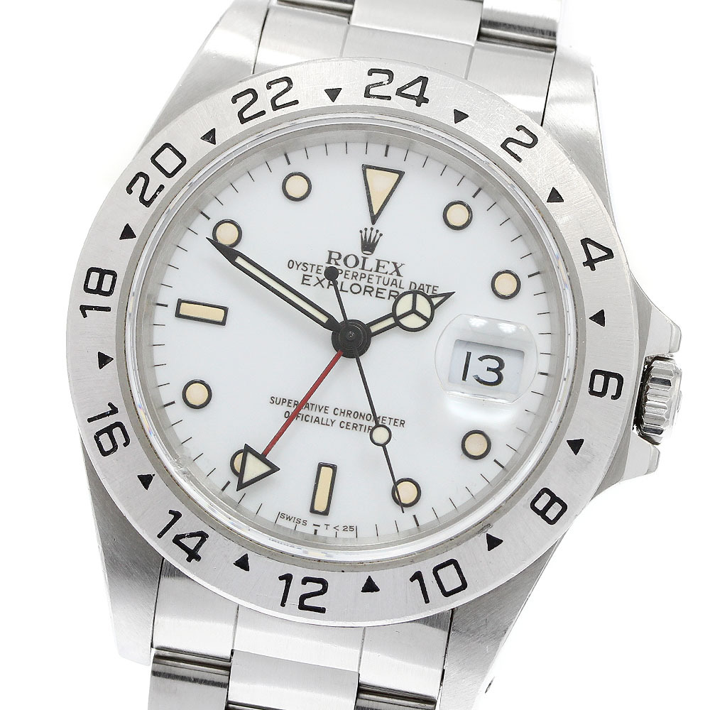 ロレックス ROLEX 16570 エクスプローラーII ホワイト文字盤 デイト 自動巻き メンズ 保証書付き_949156拍卖