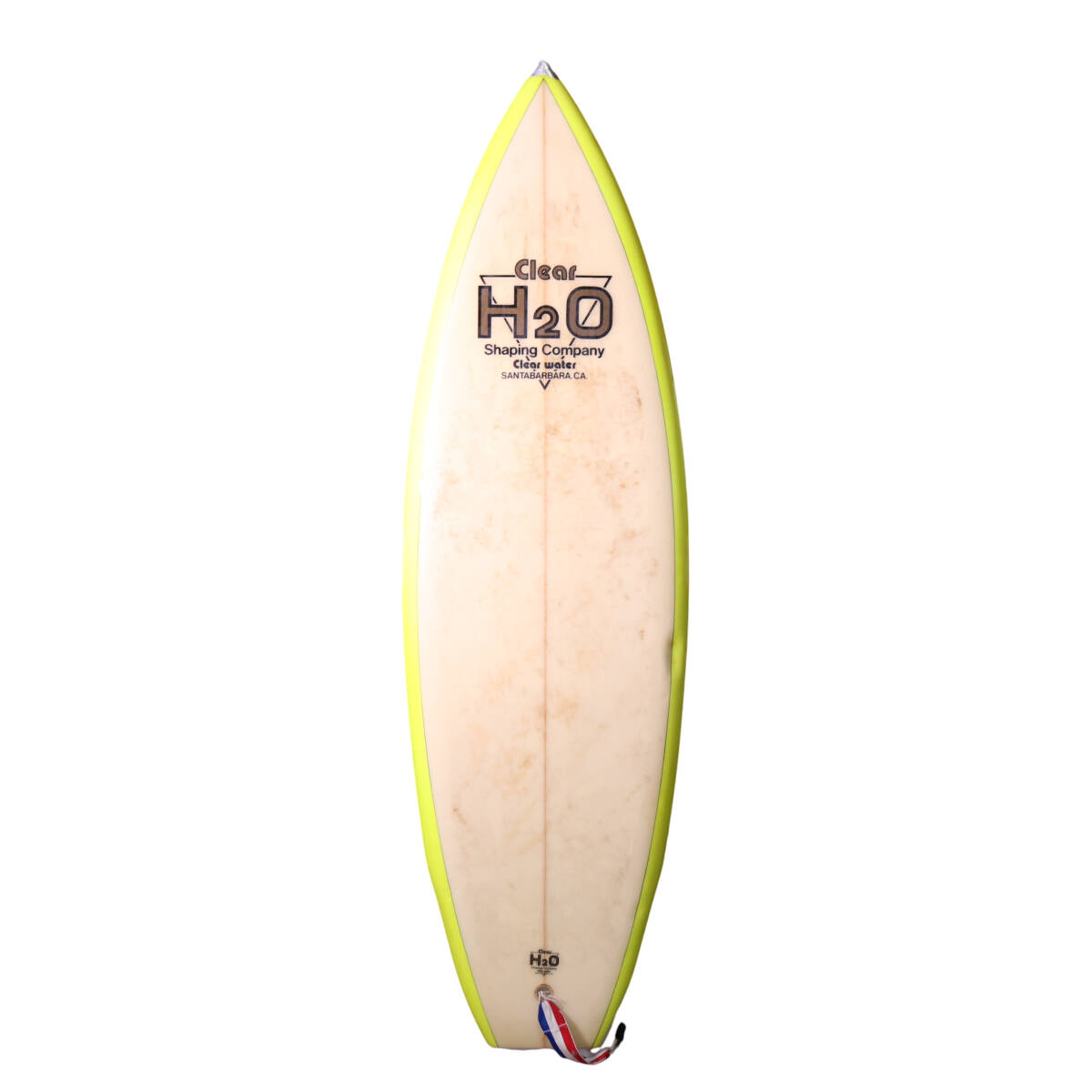 B3340 H2O Shaping Company ショートボード サーフボード ネオンイエロー カリフォルニア州サンタバーバラ 昭和レトロ デッドストック拍卖