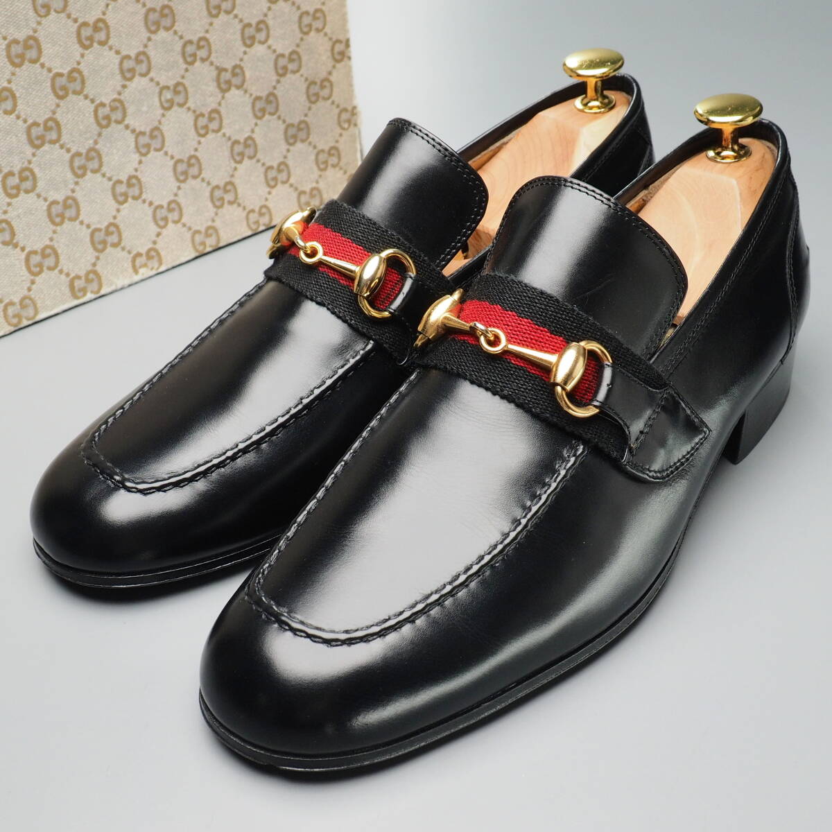 MJ5132//ヴィンテージ/イタリア製*グッチ/GUCCI/オールドグッチ*メンズ40.5M/シェリーライン/ホースビットローファー/レザースリッポン/靴拍卖