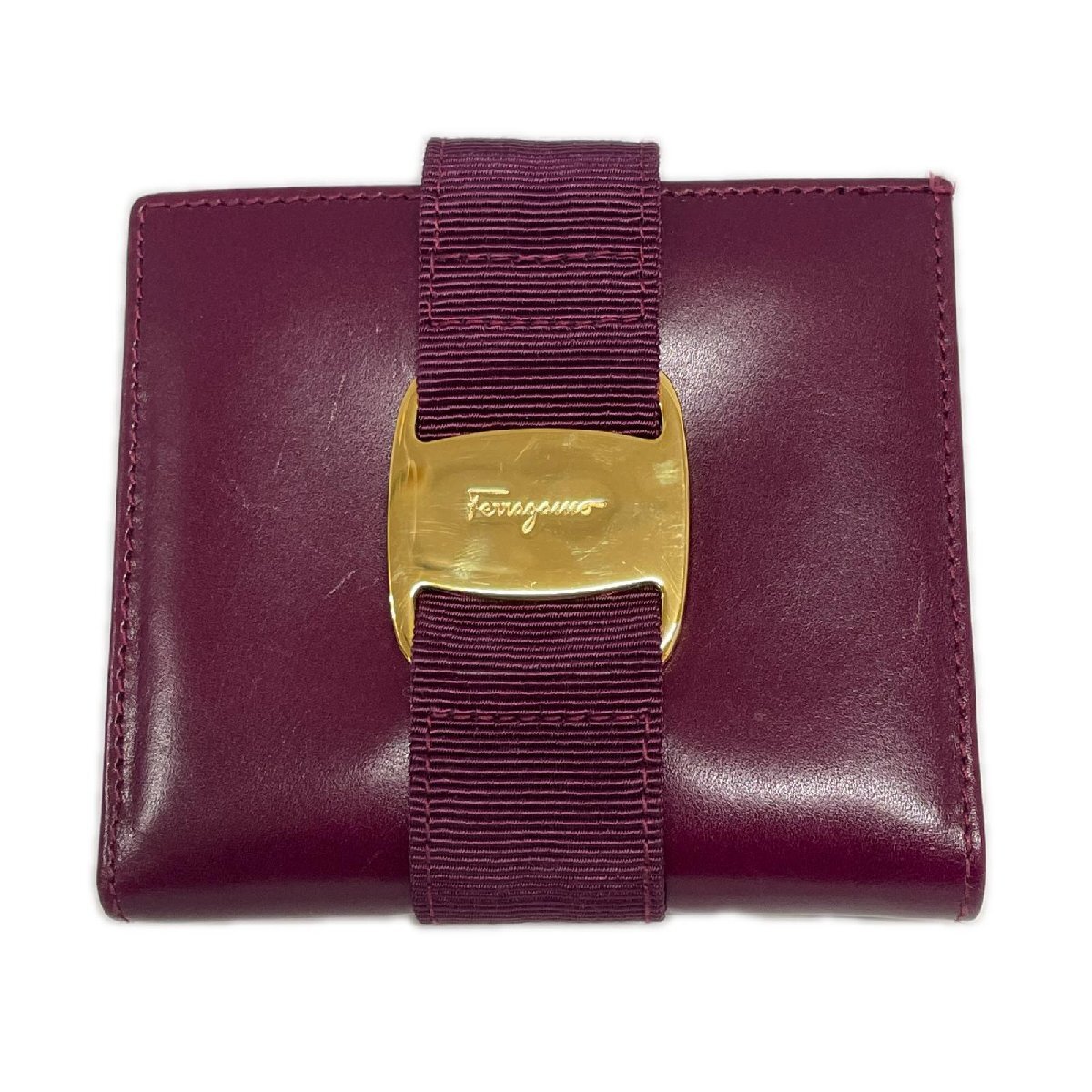 Ferragamo フェラガモ 二つ折り財布 2203053 パープル やや傷や汚れあり拍卖