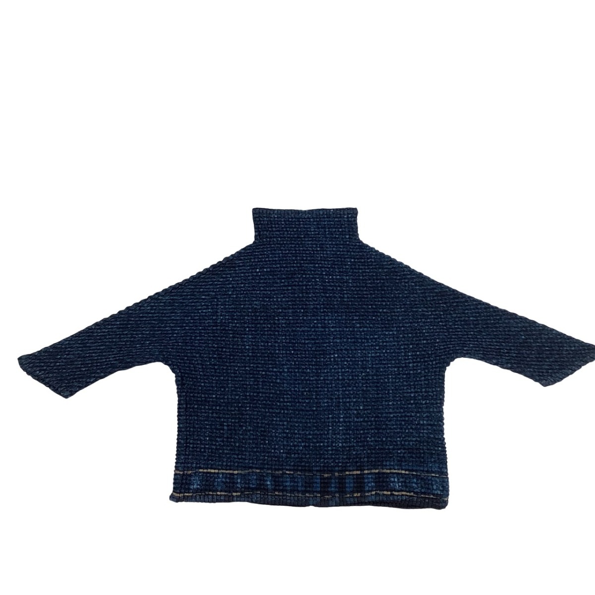 ISSEY MIYAKE(T.) イッセイミヤケ デニム転写 プリーツ カットソー風 帽子 激レア PP17-AA952 ネイビー拍卖
