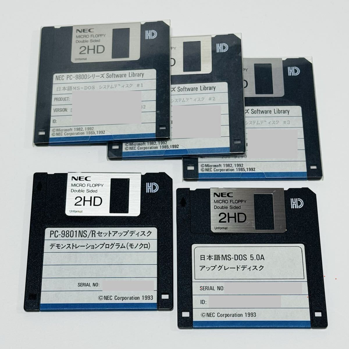 NEC PC-9800 3.5インチ版 MS-DOS 5.0A PC-9801NS/R セットアップディスク等 計5枚拍卖