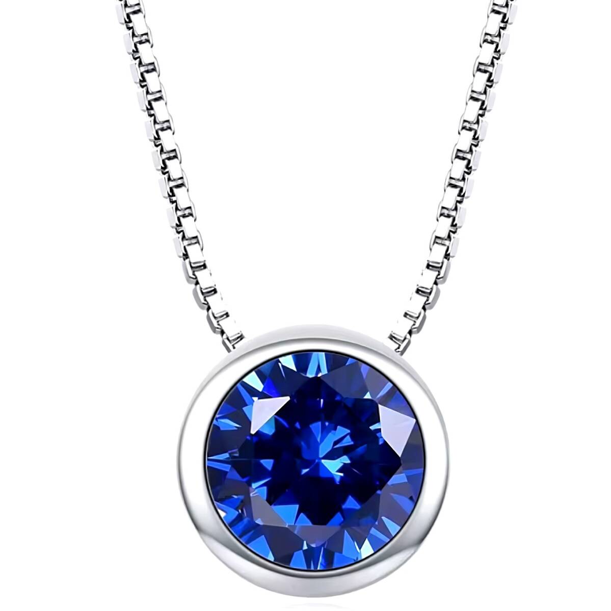新品1円~★送料無料★蒼玉サファイア 大粒ラウンド プラチナ仕上925シルバーネックレス誕生日プレゼント旅行連休夏秋祭花火ギフト国内発送拍卖