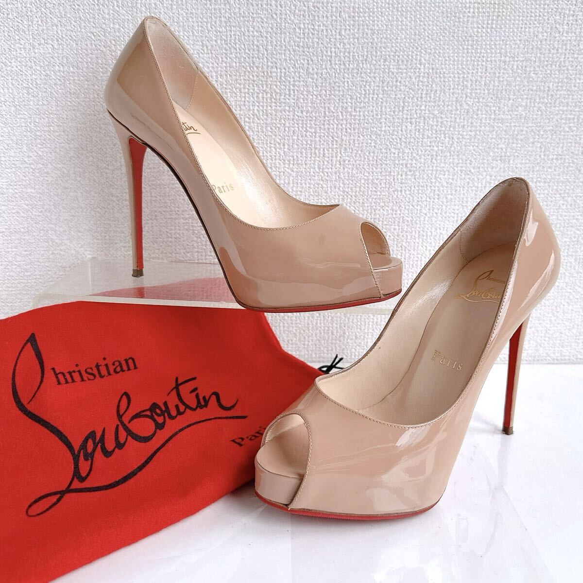 Christian Louboutin クリスチャンルブタン 厚底 オープントゥ ハイヒール パンプス サンダル 35 靴 レーディス シューズ NEW VERYPRIVE120拍卖