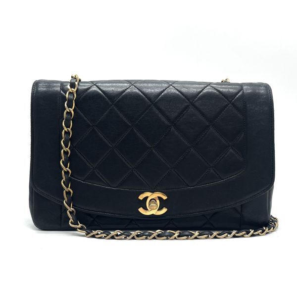 1円 良品 CHANEL シャネル ダイアナ マトラッセ ココマーク ラムスキン チェーン ショルダー バッグ fH0778A拍卖