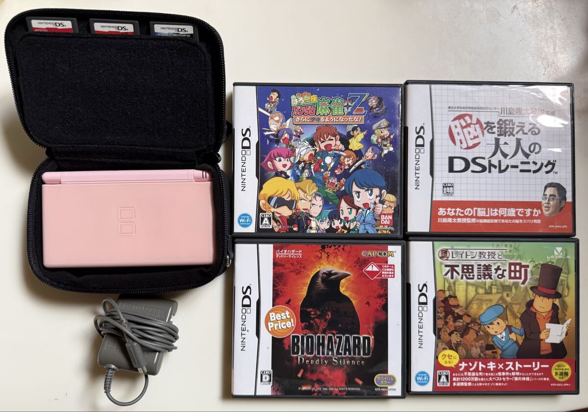 Nintendo DS Lite ピンク 本体 ソフト6本 ケース 充電器セット イヤホン付き拍卖