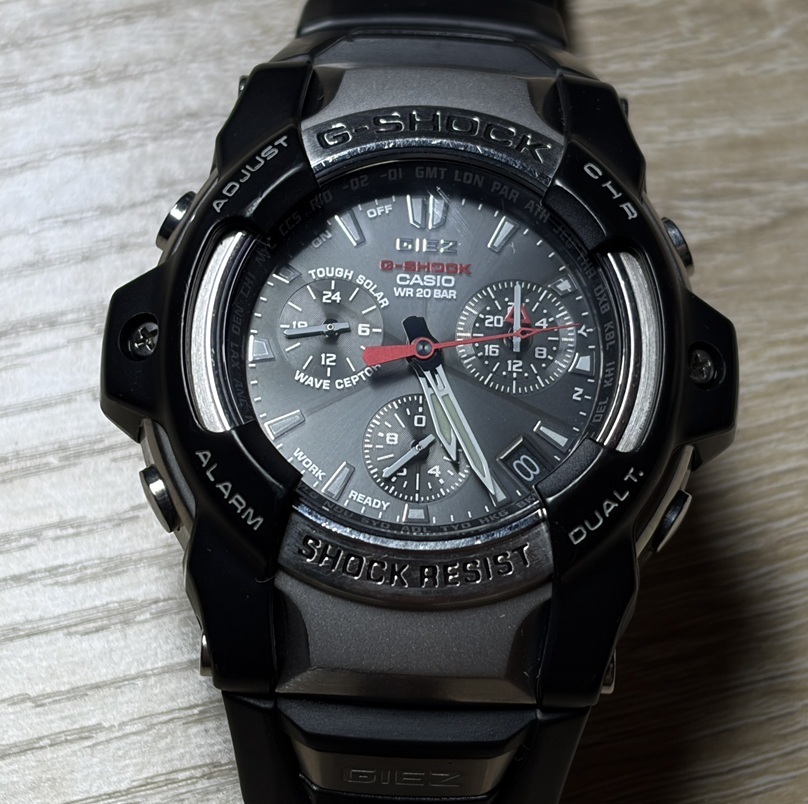 送料390円~!カシオ ジーショック GS-1000J-1AJF ジーズ 電波ソーラー 黒文字盤 クロノグラフ G-SHOCK GIEZ レターパックプラスOK②拍卖