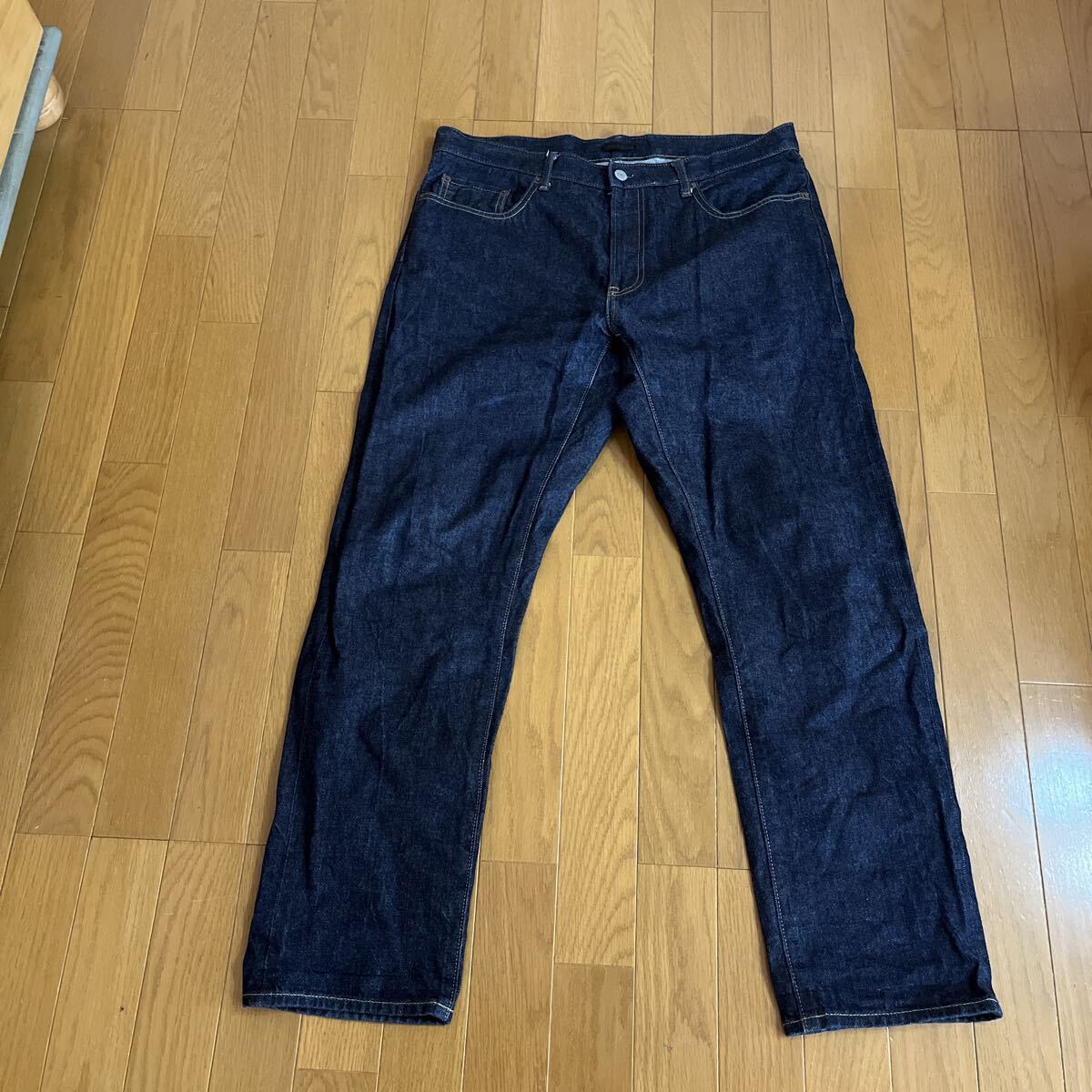 ユニクロ セルビッチ インディゴブルー ストレートジーンズ UNIQLO W35 チェーンステッチ拍卖