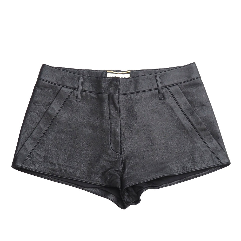 美品 SAINT LAURENT PARIS サンローランパリ ショートパンツ サイズF36 ラムレザー拍卖