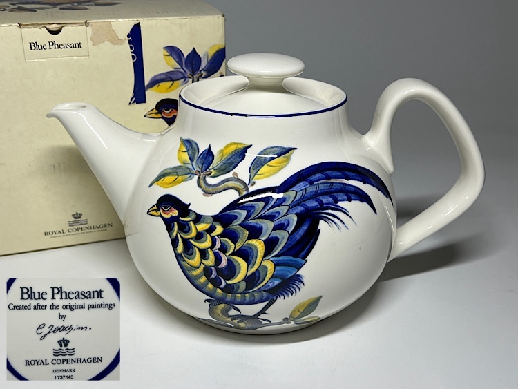 【瑞】ロイヤルコペンハーゲン ブルーフェザン Blue Pheasant 大型 ティーポット 共紙箱拍卖