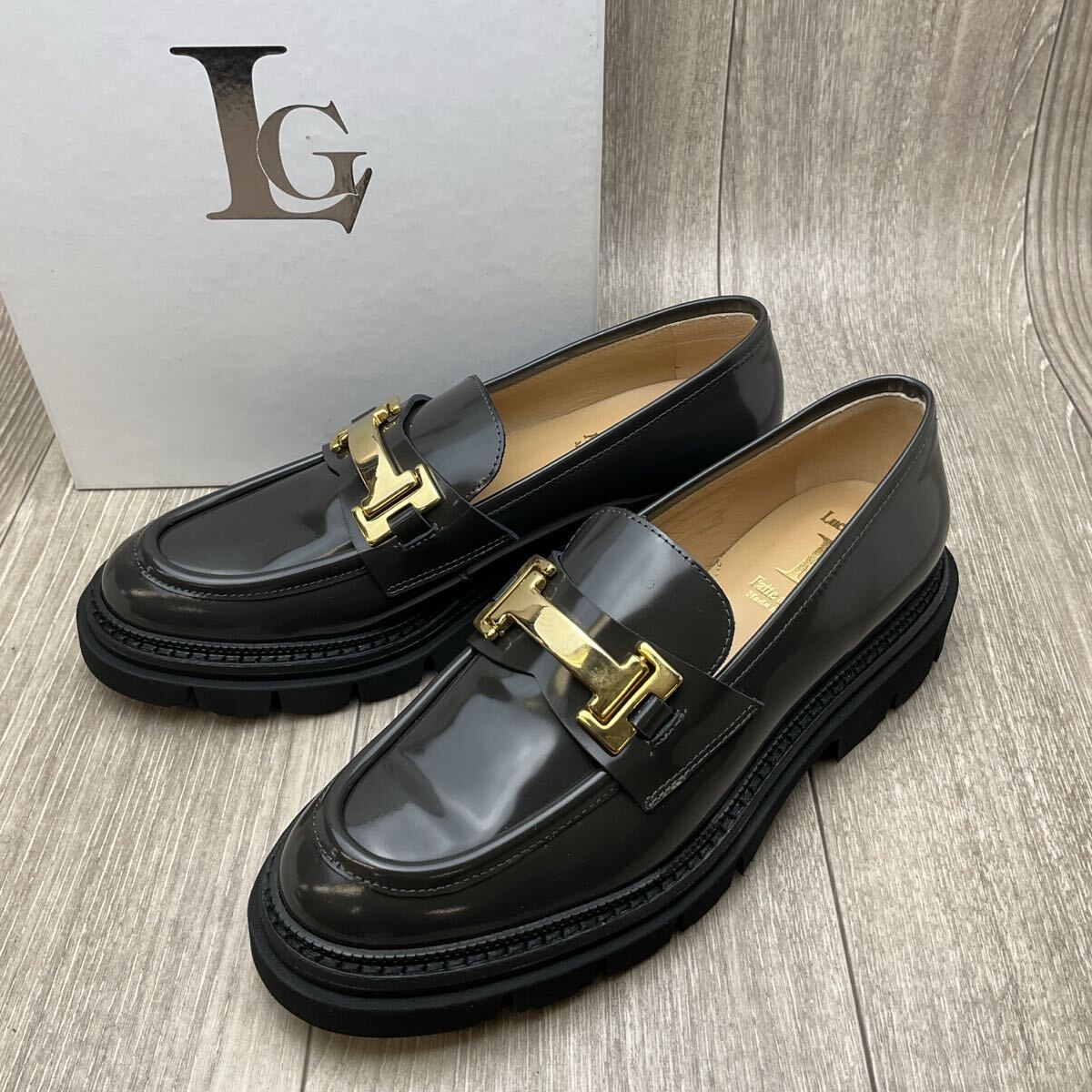 【アウトレット】Luca Grossiビットローファー◆ダークグレー◆サイズ37(23.5〜24.0cm)◆ルーカグロッシー イタリア製婦人革靴 厚底 軽量拍卖