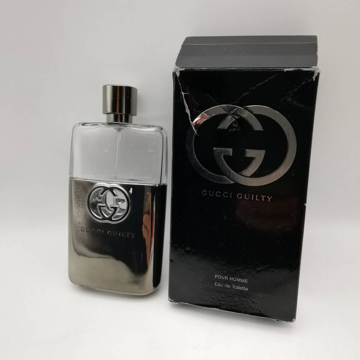 57S【中古品】GUCCI グッチ ギルティ プールオム オードトワレ 容量/90ml 香水 メンズ 箱付き 残量50%拍卖