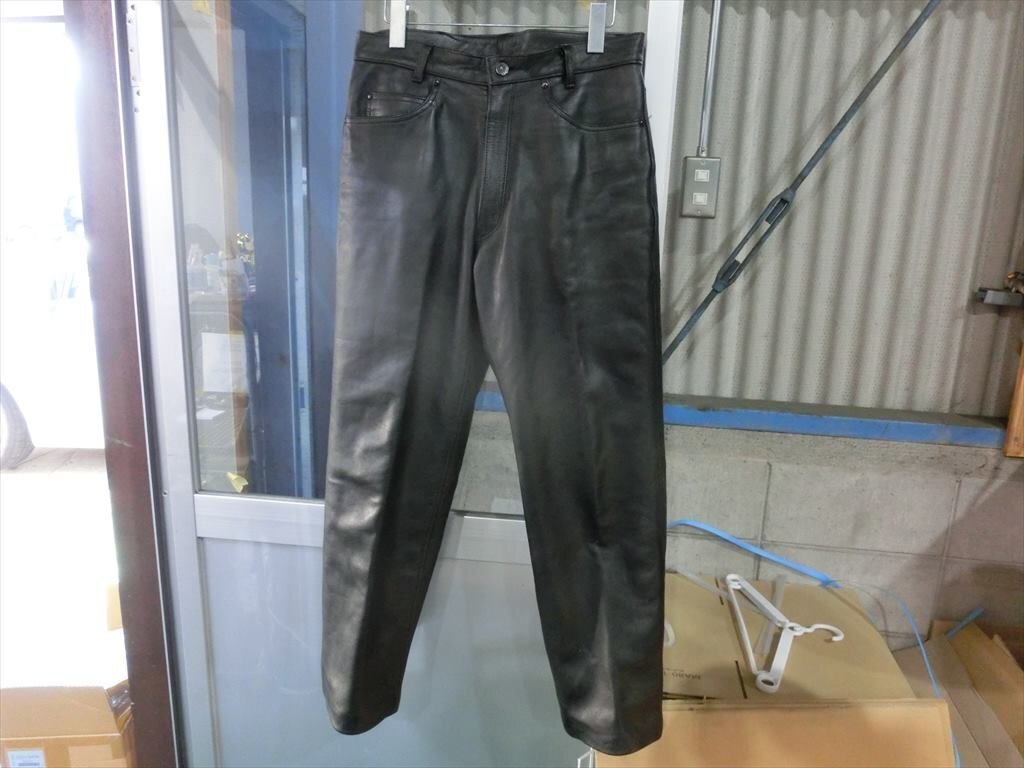 T【P0-52】【80サイズ】1円~/KADOYA カドヤ/レザー ライダースパンツ/サイズ:32/バイクウェア/メンズ/※傷有り拍卖