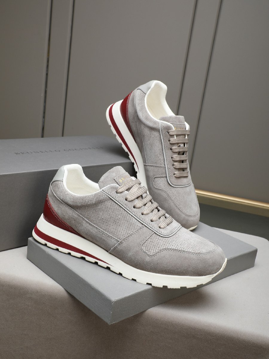 BRUNELLO CUCINELLI ブルネロ クチネリ メンズスニーカー ウォーキングシューズ グレー EU42 ローカット スエード 本革 スポーツ靴拍卖