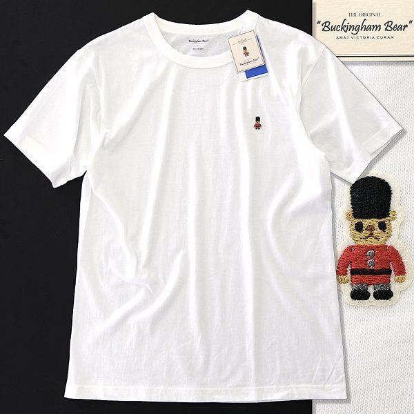 新品 マッキントッシュフィロソフィー 日本製 バッキンガムベア ワッペン Tシャツ M 白 【I57453】 春夏 半袖 カットソー クルーネック拍卖