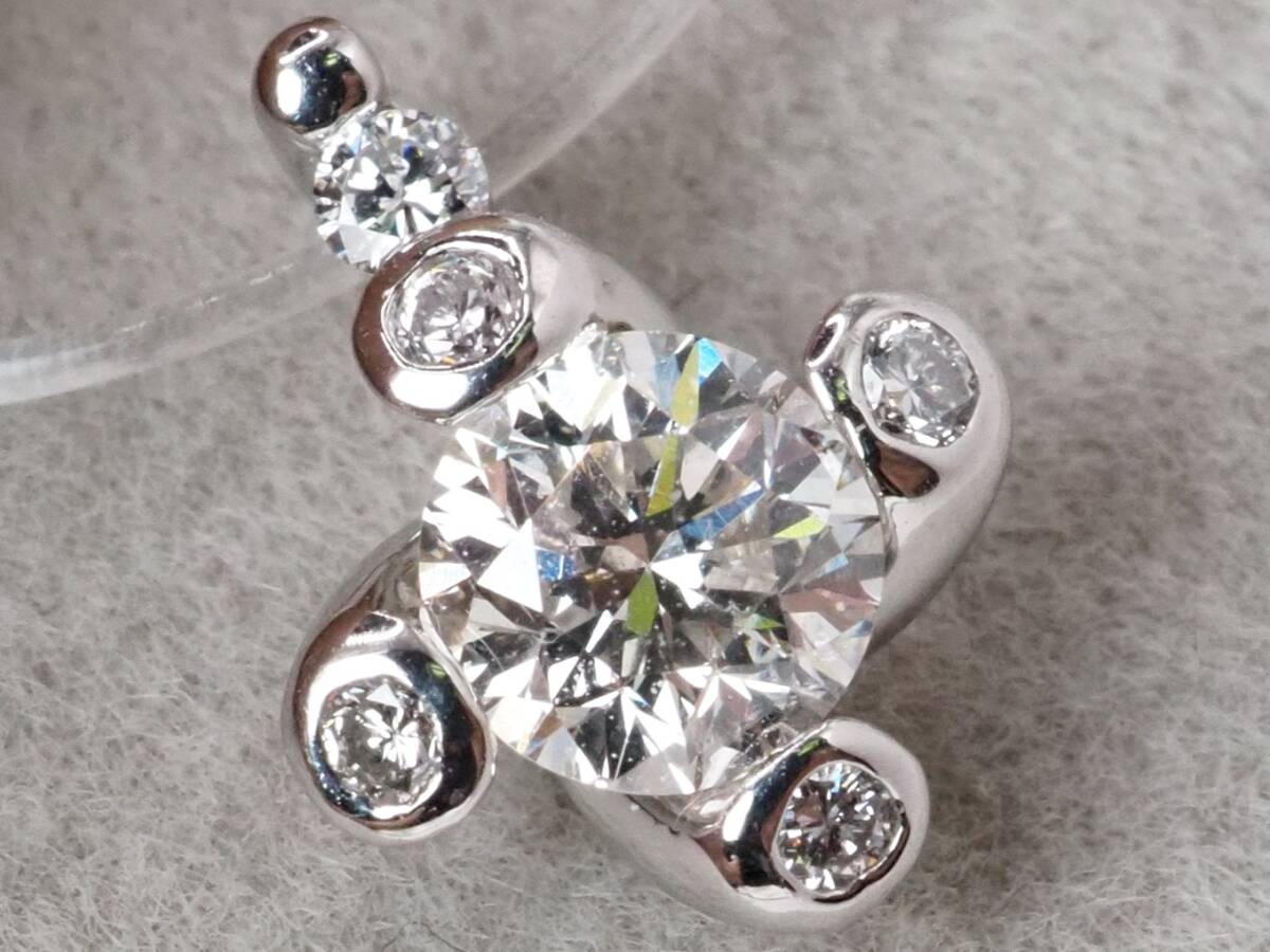 【10562P】Pt900 天然ダイヤモンド 0.32ct/0.05ct/0.75g ペンダントトップ拍卖