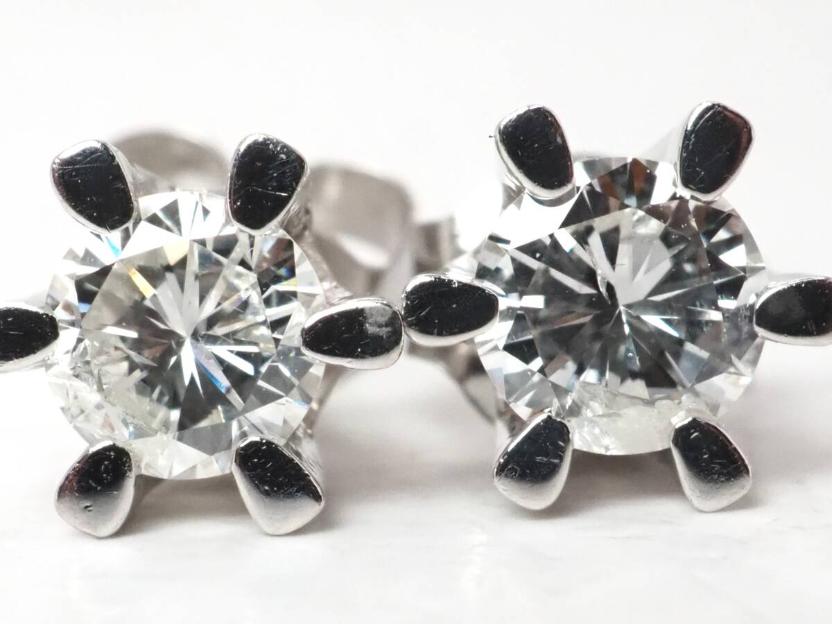 【10605E】Pt850 天然ダイヤモンド 計0.46ct/0.23ct/0.23ct/1.62g ジュエリーマキ ピアス拍卖