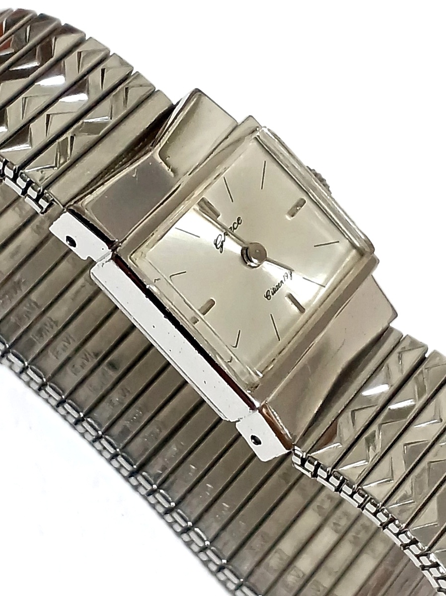 【稼働】CITIZEN シチズン grace グレース 手巻き 腕時計 レクタンギュラー スクエアケース ヴィンテージ アンティーク拍卖