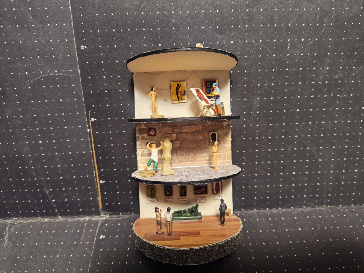 1/80 HOゲージサイズ ケース付ジオラマ『Atelier&Gallery』 昭和の情景 完成品 絵画 彫刻 ガラスドーム 1スタ拍卖