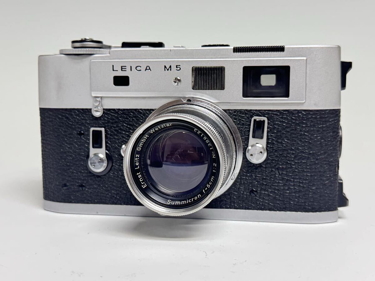 Leica M5 シルバー 2点吊り 初期型 (動作良好)・沈胴 Summicron 5cm F2 1957年製とのセット ライカ レンジファインダーカメラ フィルム拍卖