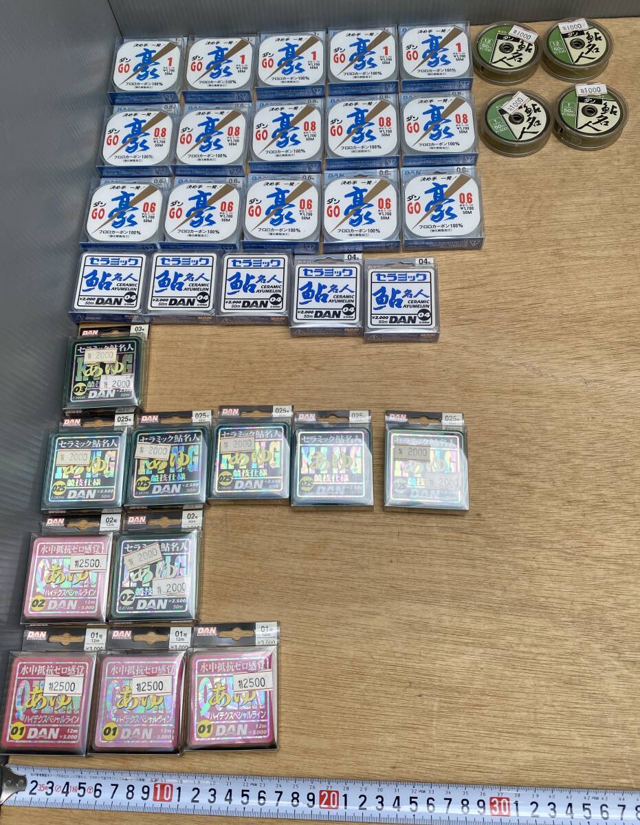 Mヌヌア釣具店58/釣糸 ダン GO 鮎名人 セラミック クィーン など 0.1号~1号 50m巻 12m巻 まとめて35個 レトロ 未使用 店舗内保管 現状品 拍卖