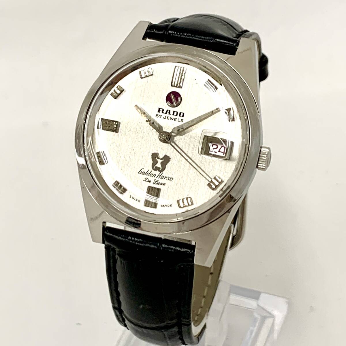 C1880□ 1円~! RADO ラドー Golden Horse ゴールデンホース 11804 SS 自動巻き シルバー文字盤 腕時計 57石 デイト 稼働 動作確認済拍卖