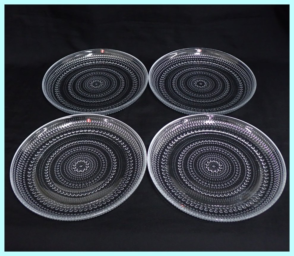 ★美品含む iittala/イッタラ Kastehelmi/カステヘルミ プレート 24.8cm 4枚セット/クリア/無鉛ガラス/北欧食器/丸皿&2249300047拍卖