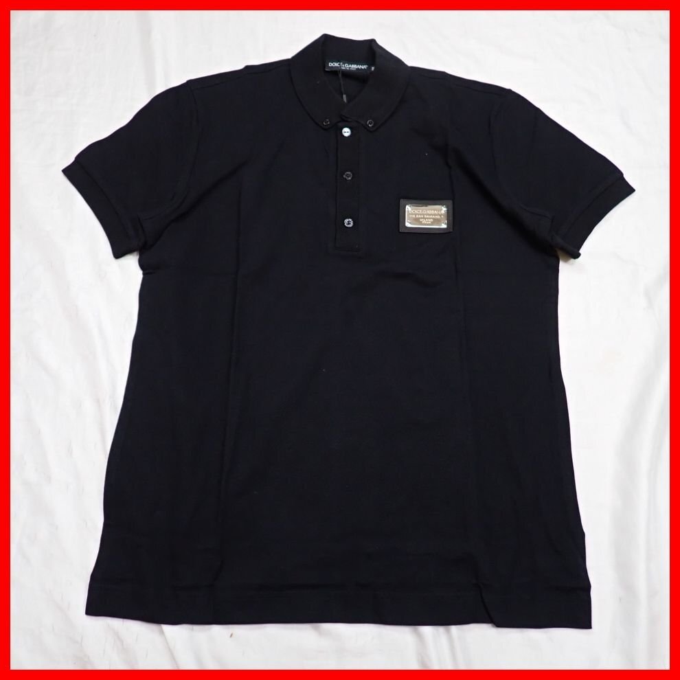★未使用 DOLCE & GABBANA/ドルチェ&ガッバーナ 半袖ポロシャツ 48/メンズM相当/ブラック/コットン100%&2234900176拍卖