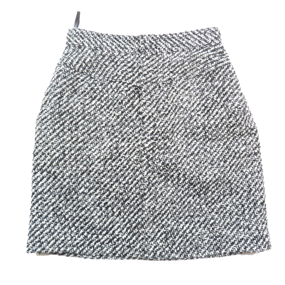 美品 MOUSSY マウジー TWEED MINI SKIRT 台形 ツイード ミニスカート 010EAW30-5500 サイズ2 ブラック ホワイト拍卖