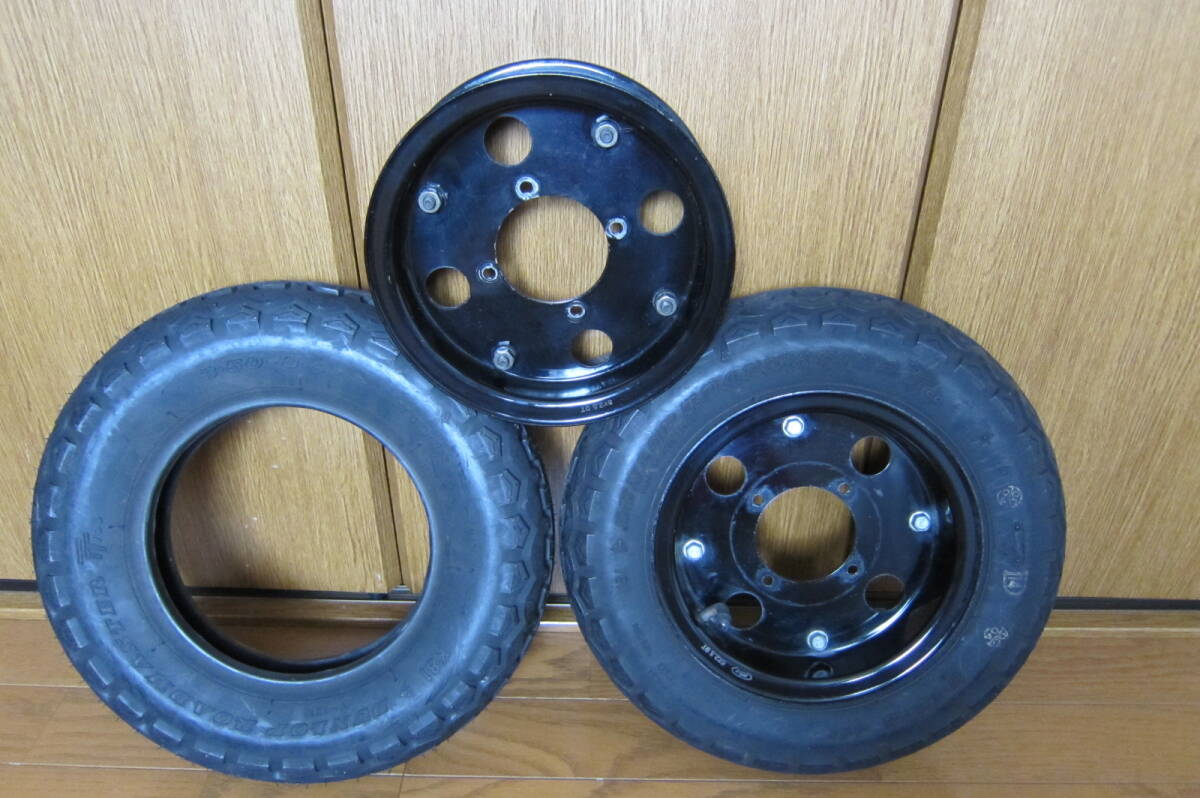 ホンダ モンキー ゴリラ 8インチ 3.50-8 タイヤDUNLOP ROAD MASTER TT100、 純正ホイール 2本セット 黒拍卖