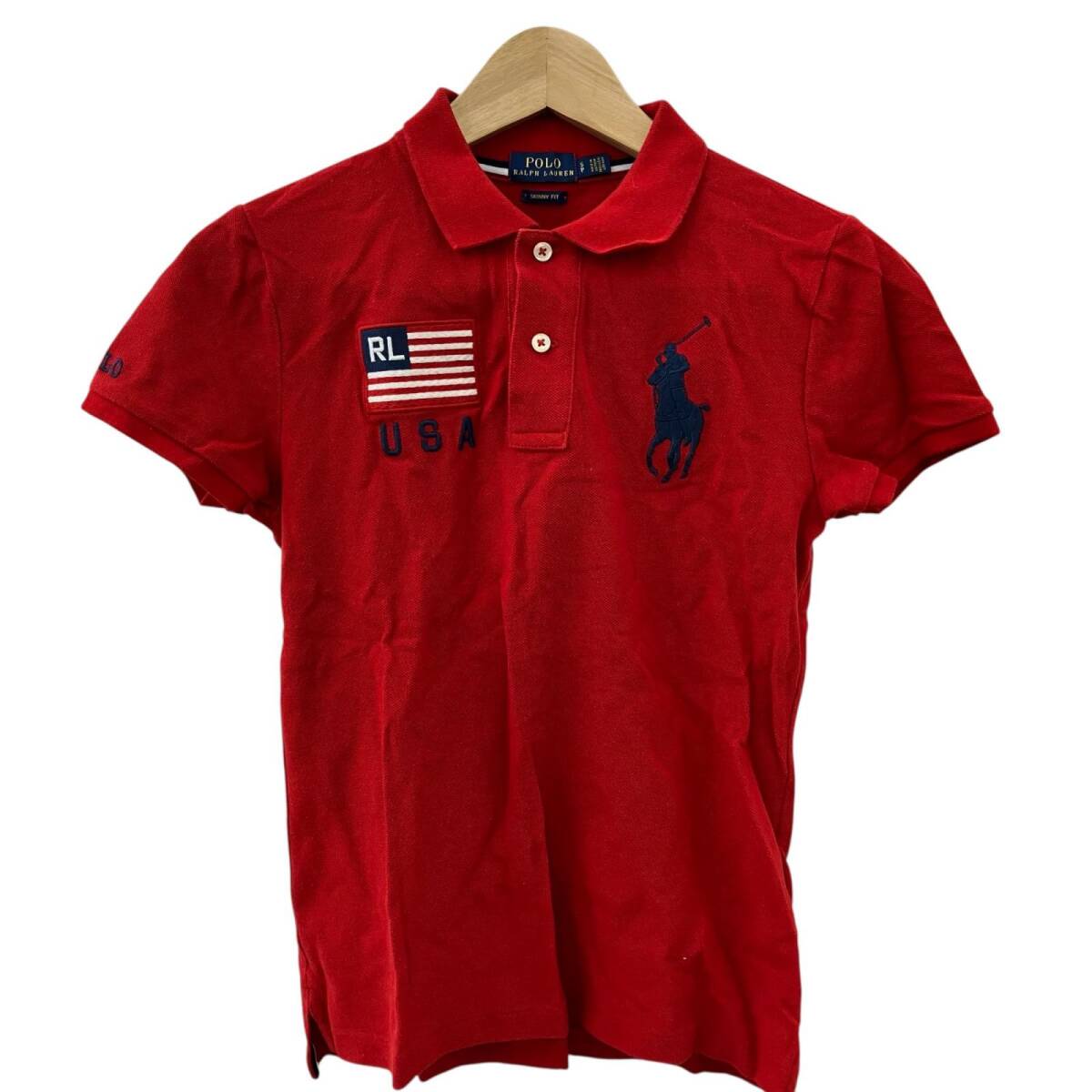 186005 現状品 POLO RALPH LAUREN ポロ・ラルフローレン ビッグポニー ポロシャツ USA S レッド拍卖