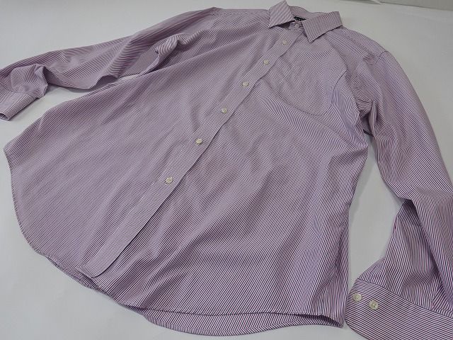 Polo Ralph Lauren ラルフローレン NON IRON ストライプ 長袖シャツ コットン メンズ ドレス (16.5) 赤×ネイビー×白 ●E-220拍卖