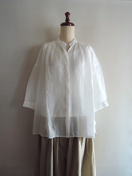 NOLLEY'S ノーリーズ リネンブラウス スキッパーネック 7分袖 Aラインシャツ 麻100% 白 サイズ38拍卖