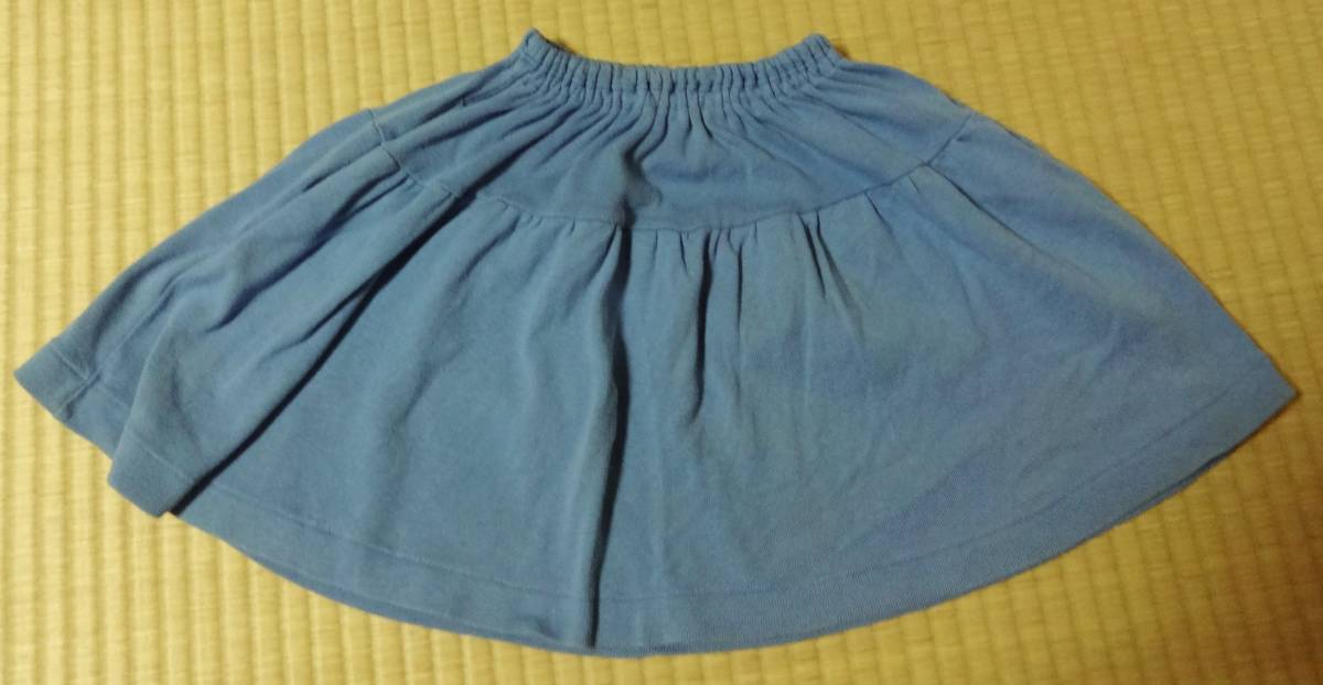 USED!女の子用(サイズ110)やや濃い空色の2段切り替えギャザースカート(右側内ポケット付き)、child bout ique拍卖