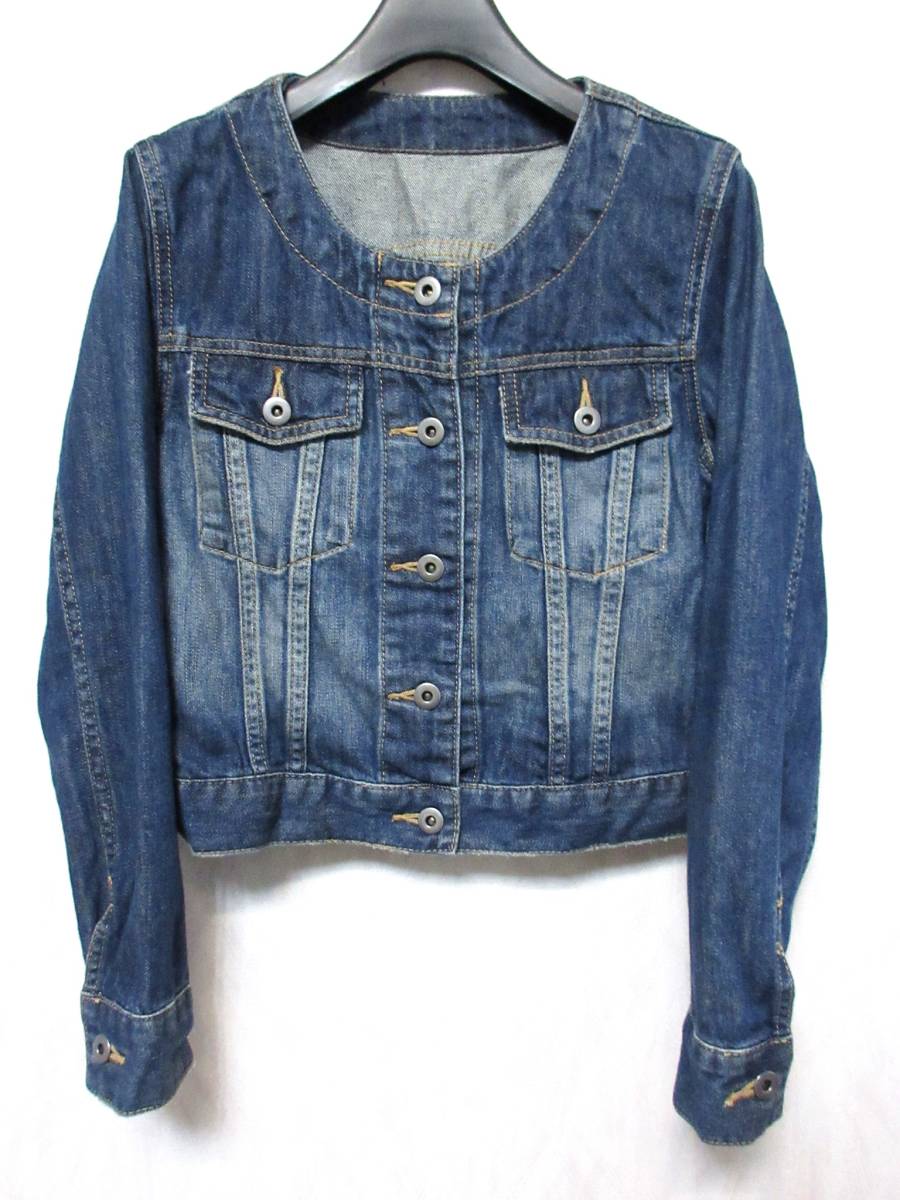 ナチュラルビューティーベーシック ノーカラー デニムジャケット ジージャン S 東9646拍卖