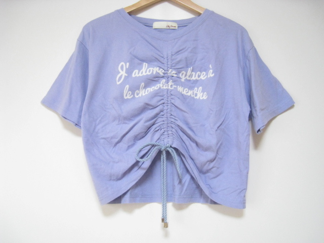 Lily Brown リリーブラウン トップス カットソー 半袖 丸首 リボン 紫 パープル フリーサイズ拍卖