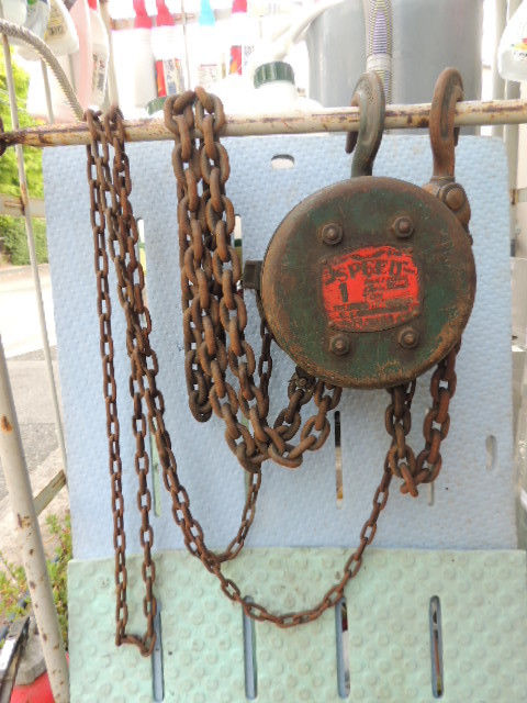 ■大阪 堺市 引き取り歓迎!■FUTABA 1t 緑 チェーンブロック 工事 DIY 作業用 鉄工所 送料1500円■拍卖