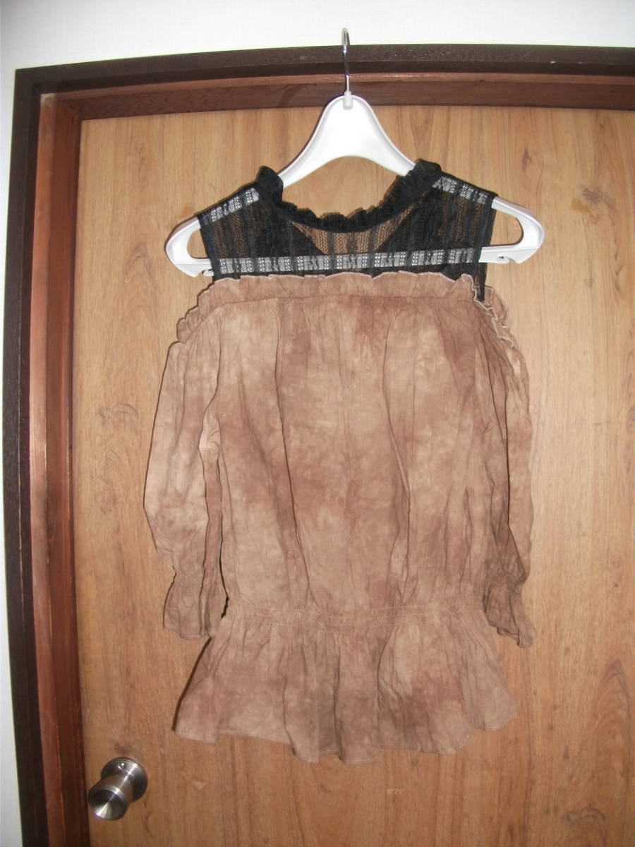 新品未使用 レディース ハイネックレース切り替えオフショルダーブラウス サイズ:L拍卖